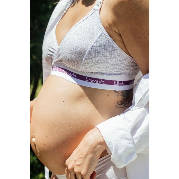 Bravado Designs Original Nursing Bra Crosshatch Grey Sz Medium Wireless Bralette - Picture 1 of 16